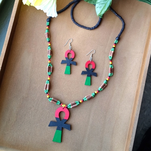 No Brand Jewelry - 2PC Beautiful Pan African Ankh Necklace and Earrings Set
